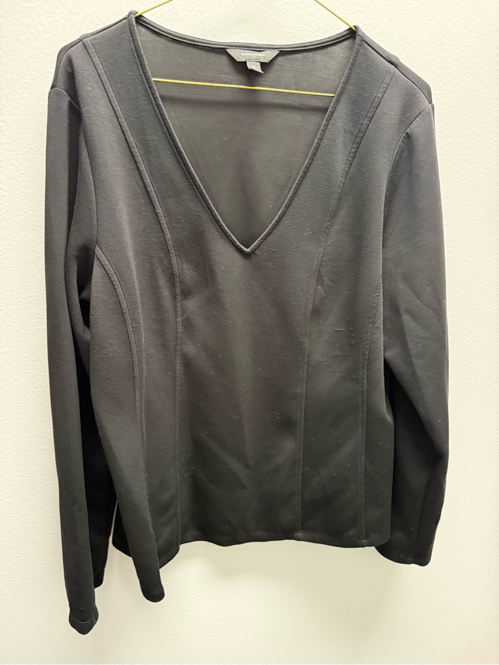 Banana Republic Black Scuba Top with Subtle Neckline Detail